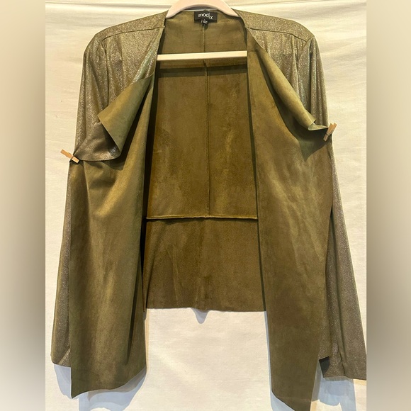 NWOT - mod x Faux Suede Shimmer Cascade Front Jacket - Size Large - Picture 4 of 9
